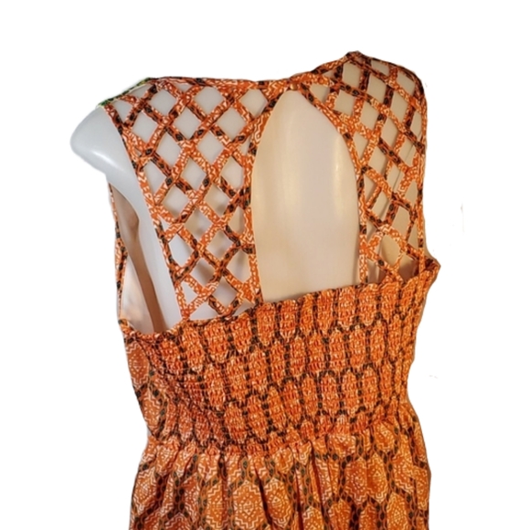 LOVE REIGN Orange Geometric Dress Cute Back Size XL - Picture 6 of 8